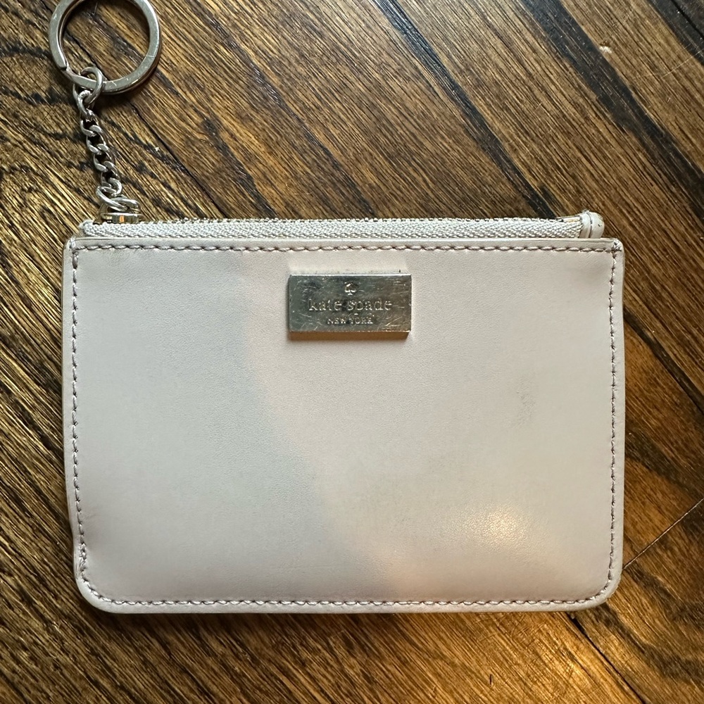 Kate Spade blush light pink tan arbour hill bitsy wallet card case key chain